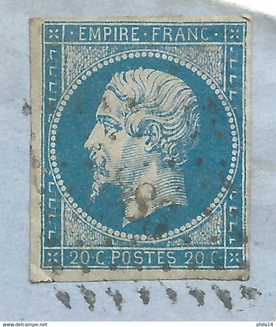 N° 14 BLEU NAPOLEON SUR LETTRE / CLERMONT FERRAND POUR ROMORANTIN / 28 AOUT 1859 - 1849-1876: Klassik