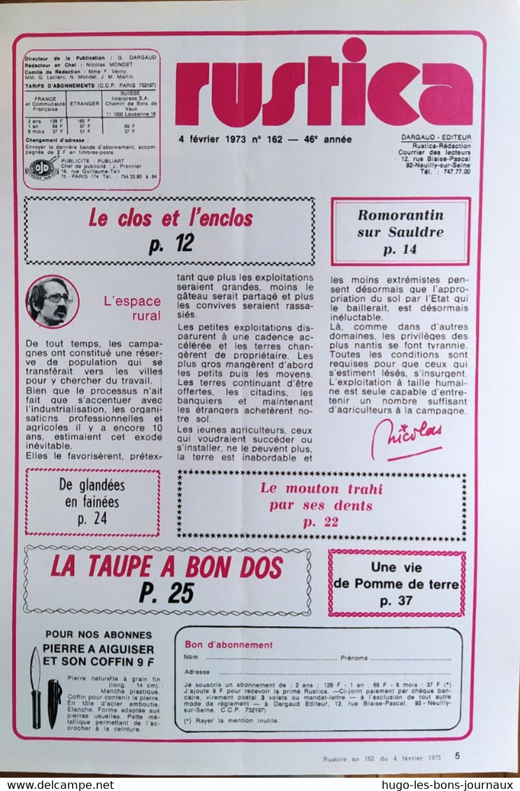 Rustica_N°162_4 Février 1973_des Arbres à Vos Initiales_la Valse Des Sécateurs - Jardinage