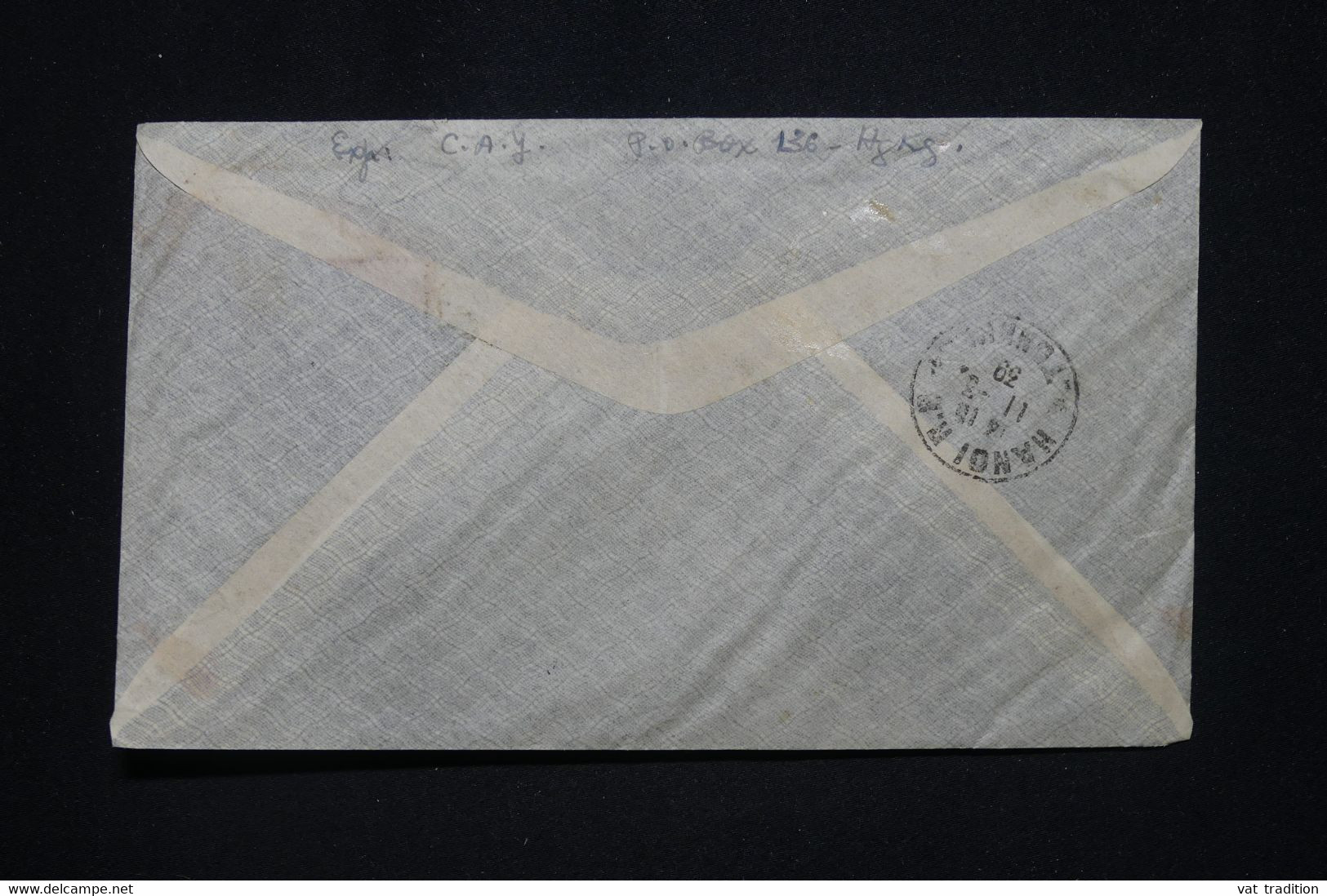 HONG KONG - Enveloppe En Recommandé De Hong Kong Pour Hanoi En 1939 Par 1er Vol Air France - L 96854 - Brieven En Documenten