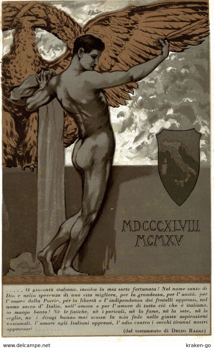 CPA - WW1 WWI Propaganda Propagande - Art Deco - O Gioventù Italiana... - Decio RAGGI - Nudo Maschile - NV - PV860 - Weltkrieg 1914-18