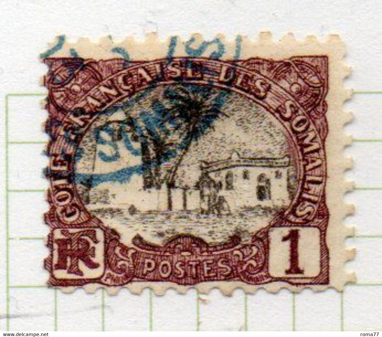 37CRT414 - COTE COSTA SOMALIS 1903 , Yvert N. 53 Usato. Centro Nero - Used Stamps