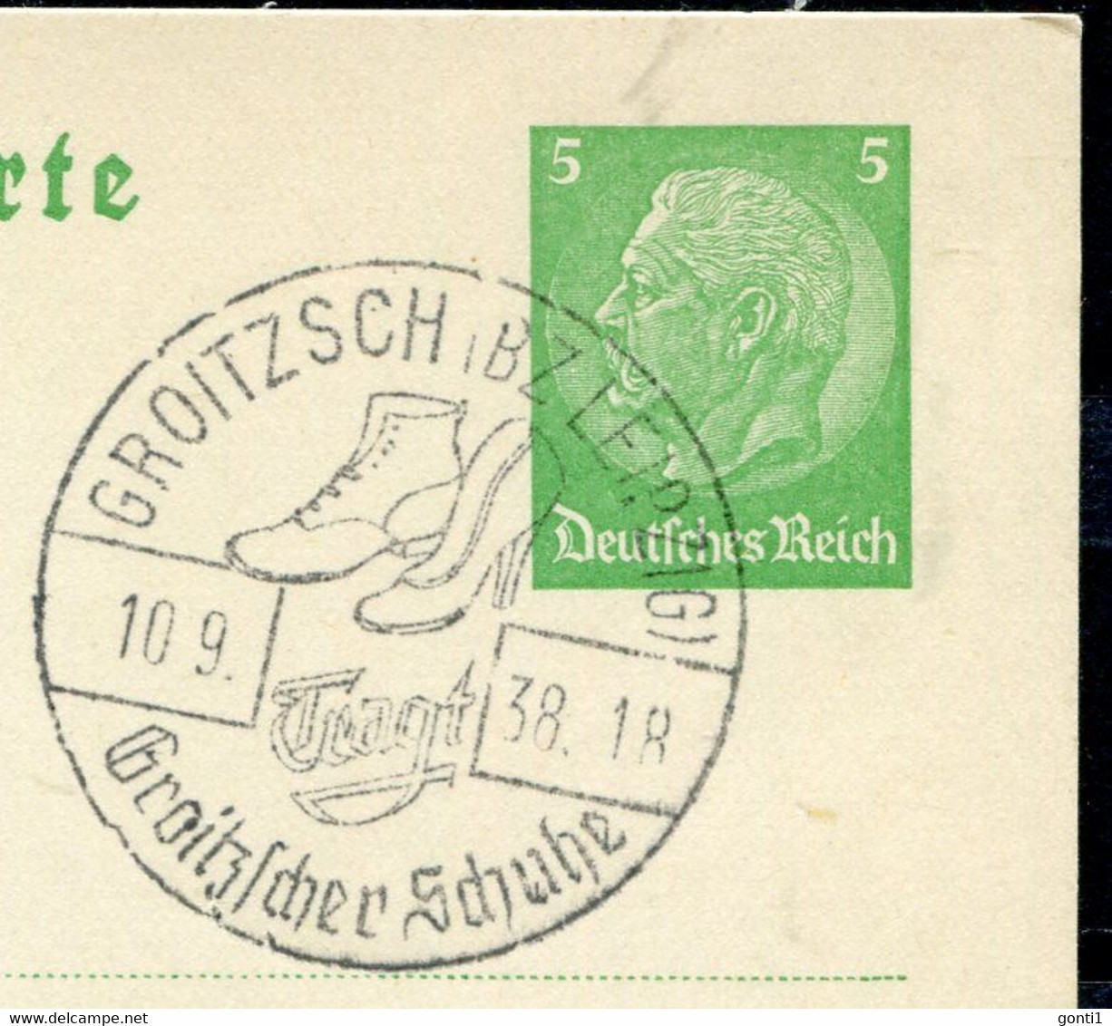 German Empires,DR 1938 Drucksachen GS Hindenburg Michel Nr.P 225 M.SST"Groitzsch,Tragt Groitzscher Schuhe "1 GS Used - Sonstige & Ohne Zuordnung