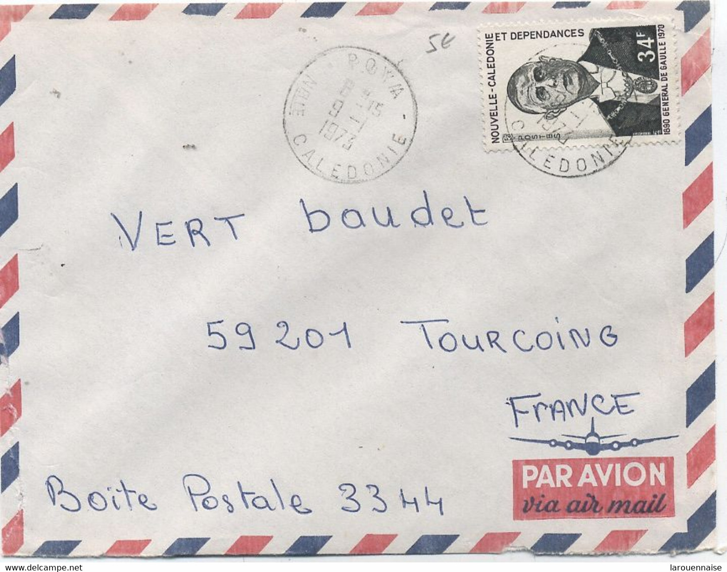 NOUVELLE -CALEDONIE :N°377 /LETTRE .C à D POYA 9-1-73 - Cartas & Documentos