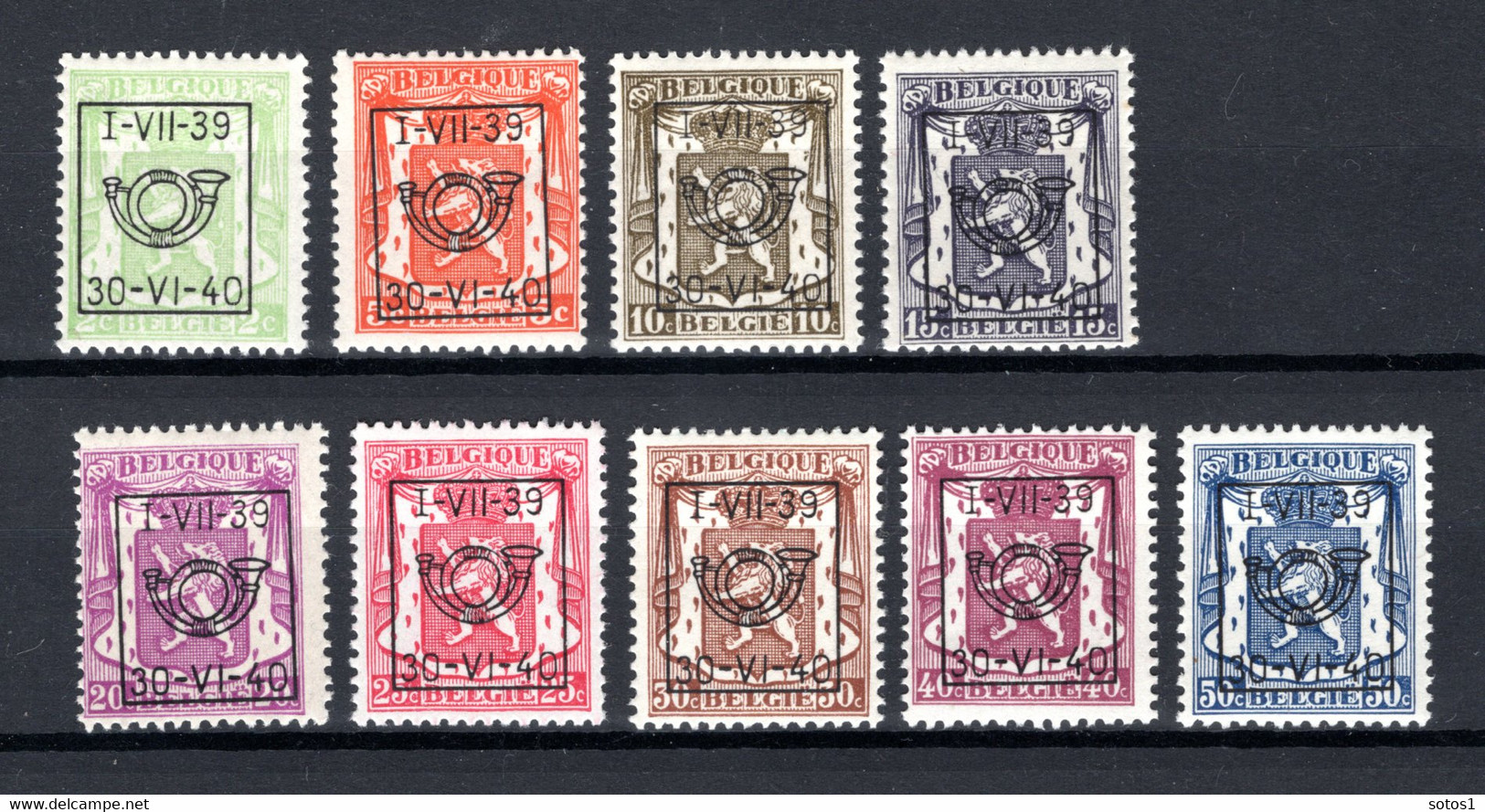 PRE428/436 MNH** 1939 - Klein Staatswapen Opdruk Type D - REEKS 17 - Sobreimpresos 1936-51 (Sello Pequeno)