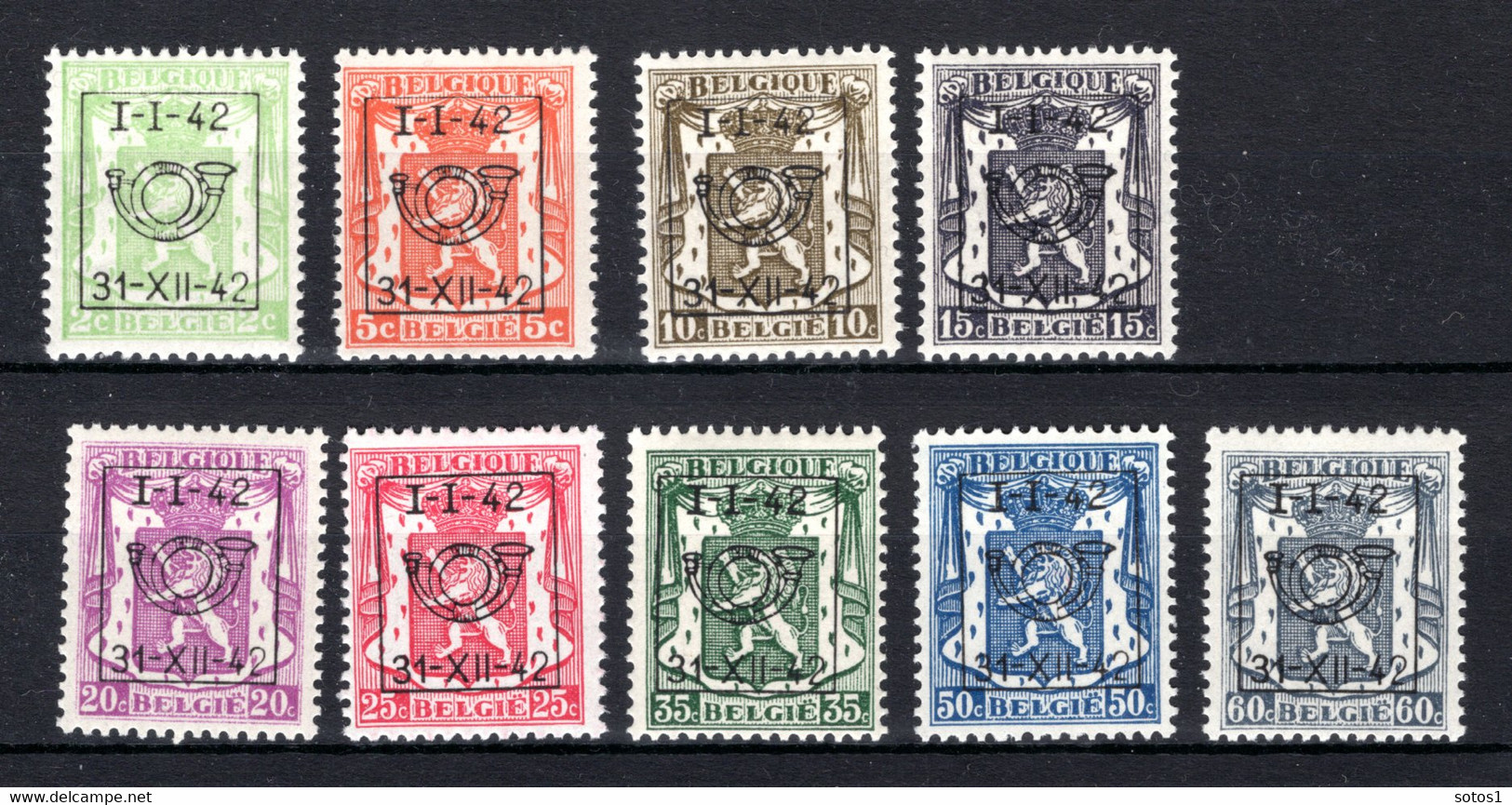 PRE475/483 MNH** 1942 - Klein Staatswapen Opdruk Type D - REEKS 22 - Typografisch 1936-51 (Klein Staatswapen)