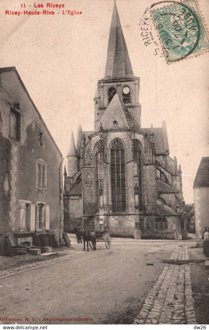 Les Riceys (Aube) Ricey-Haute-Rives (Hauterive) L'Eglise, Attelage - Collection M.C. Carte N° 11 - Les Riceys