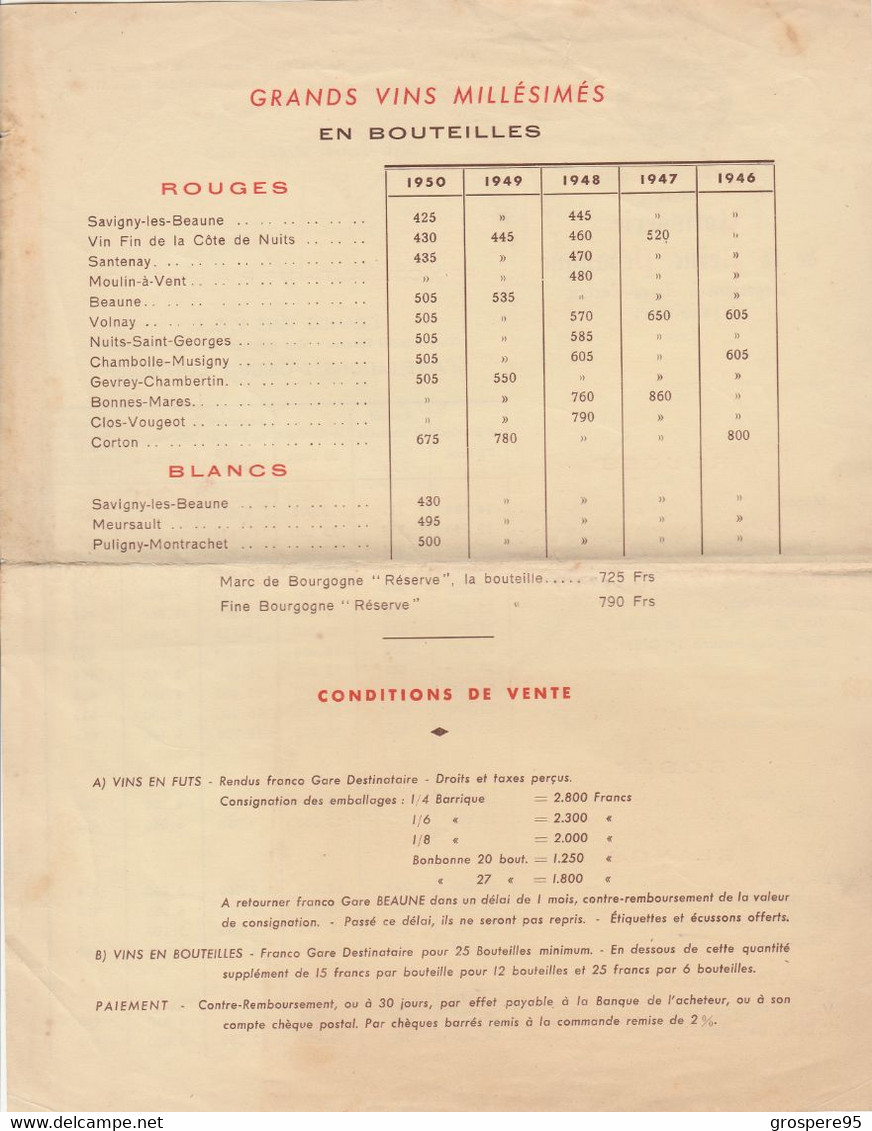 BEAUNE RESERVE DES CAVES DE LA REINE PEDAUQUE NEGOCIANT A ALOXE CORTON 1953 PIERRE HUGUENIN - 1950 - ...