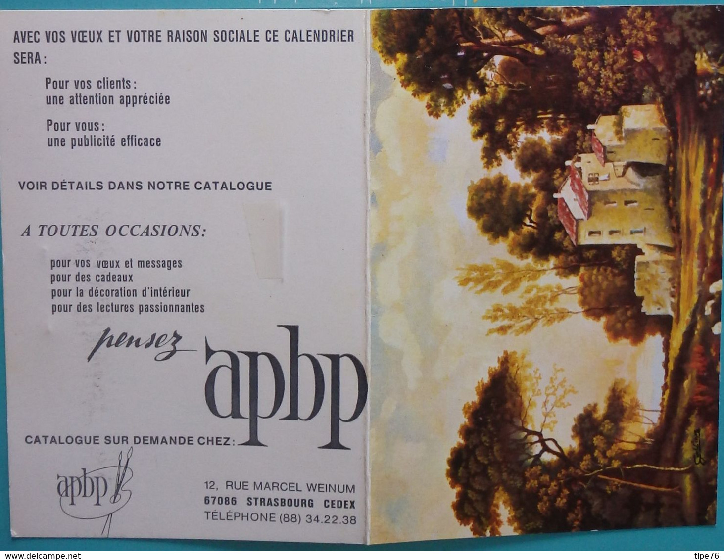 Petit Calendrier De Poche 1975 APBP D'après Original Peint Bouche  Paysage Maison - Small : 1971-80
