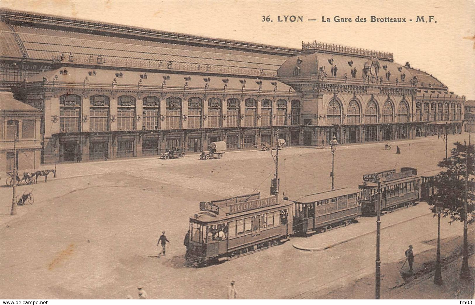 Lyon Gare Des Brotteaux Tramway Sel Cérébos Chocolat Menier Pernod Vin Apéritif Absinthe 36 MF - Lyon 6