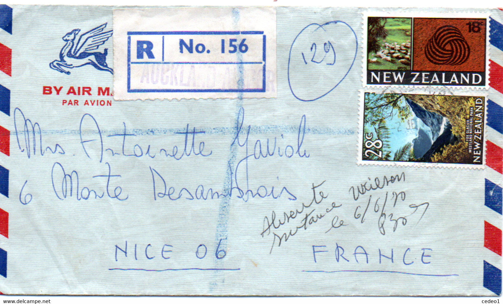 NEW-ZELAND  LETTRE RECOMMANDEE AUCKLAND 1970 - Brieven En Documenten