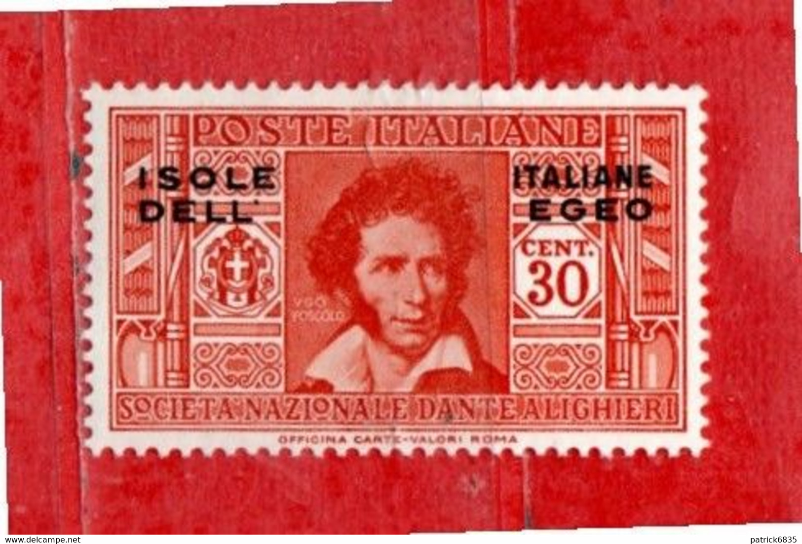 (Riz) Isole Italiane Dell'EGEO**- 1933 - DANTE ALIGHIERI. 30 C. Unif. 48.  MNH - Aegean