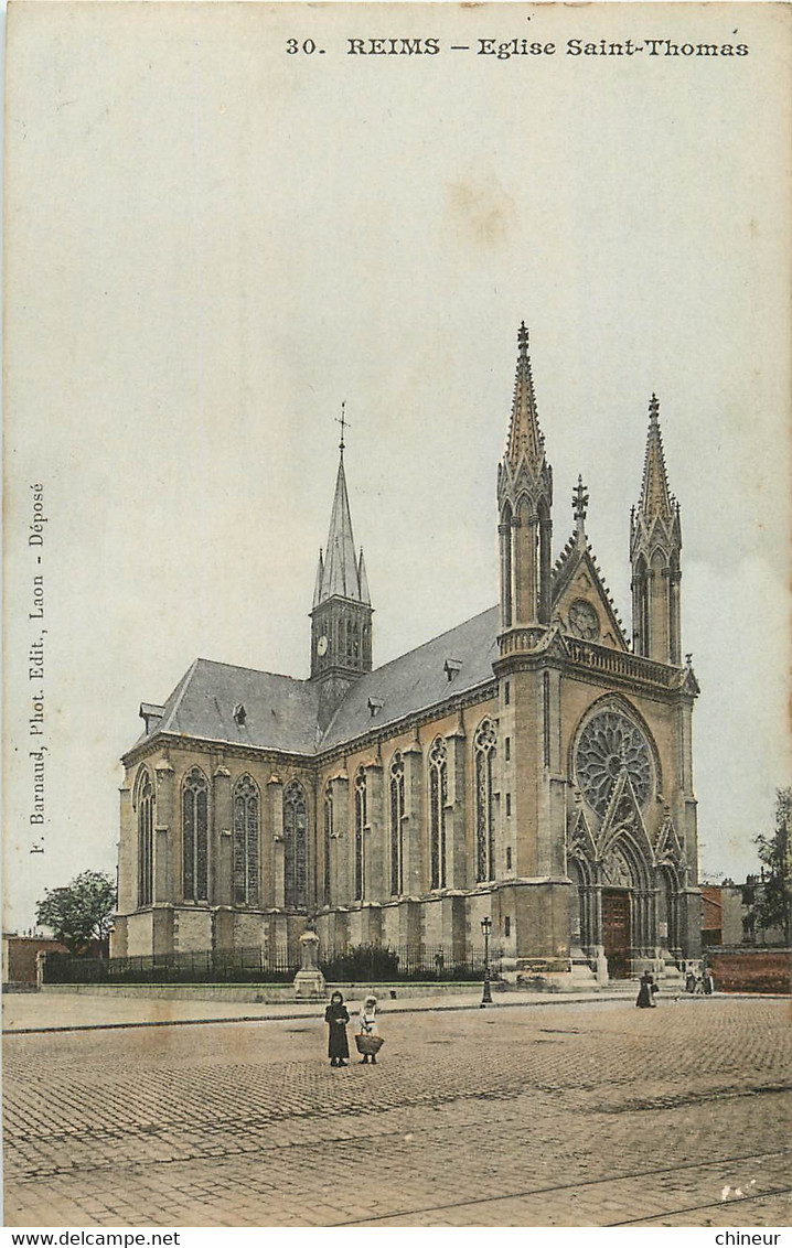 REIMS EGLISE SAINT THOMAS CARTE COLORISEE - Reims