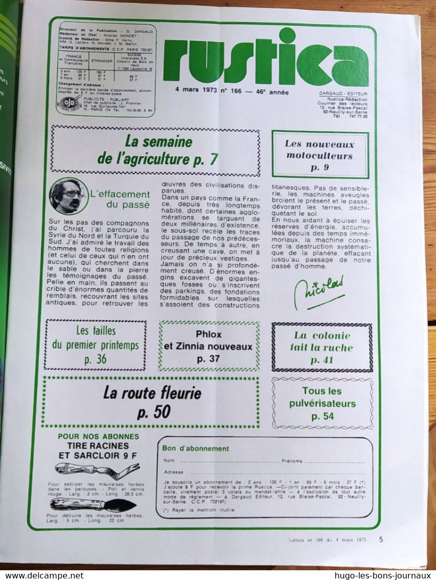 Rustica_N°166_4 Mars 1973_les Nouveaux Motoculteur_rendez-vous à La Semaine De L'agriculture_tous Les Pulvérisateurs - Jardinería