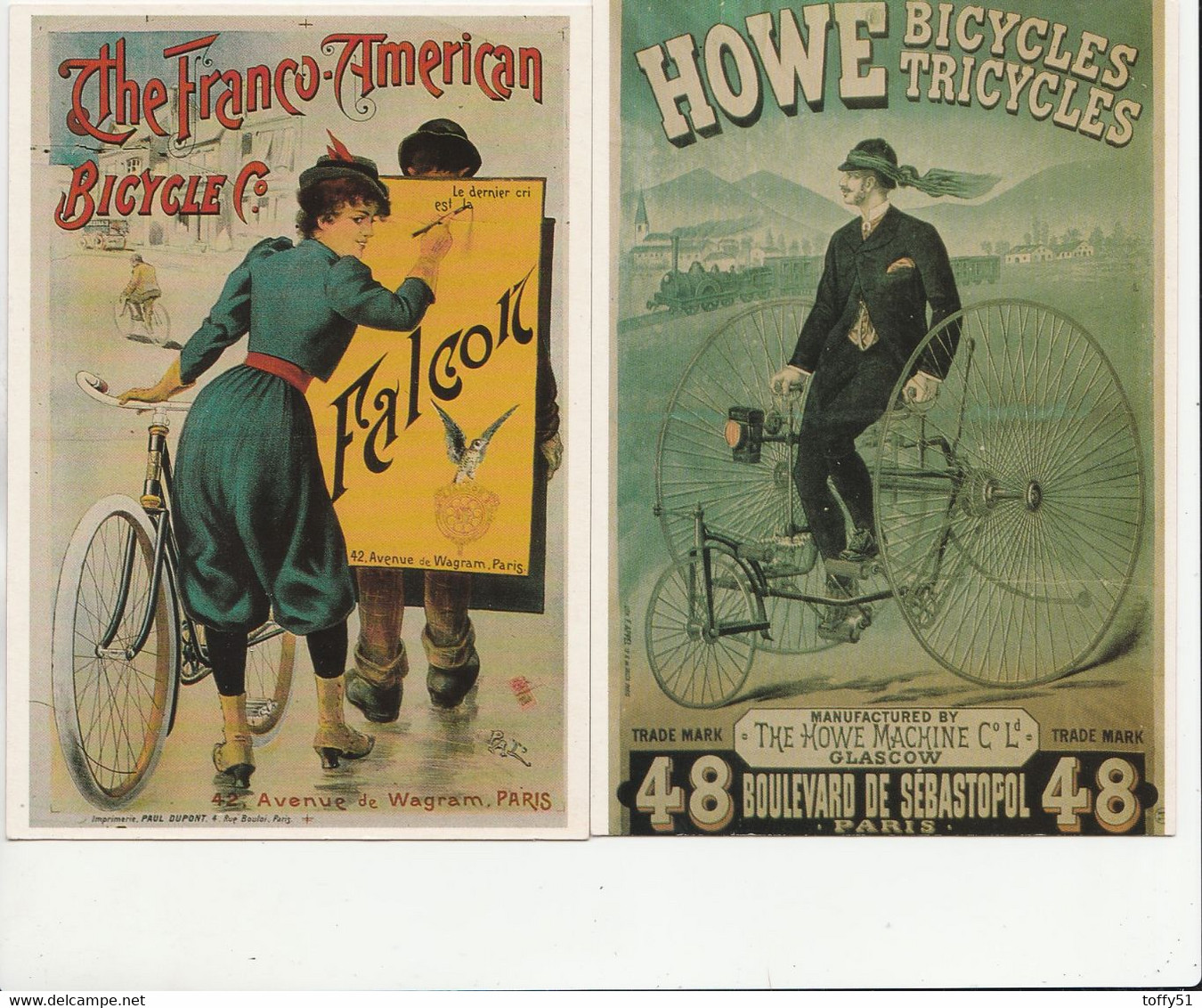 5 CPM:HOWE BICYCLES TRICYCLES,THE FRANCO AMERICAN BICYCLE,CYCLES OMNIUM,COLUMBIA BICYCLE,LIBERATOR CYCLES & AUTOMOBILES - Other & Unclassified