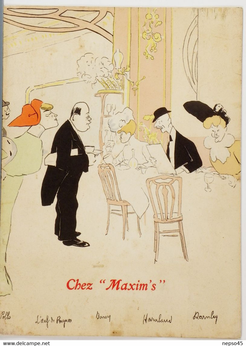 Menu Illustré Par SEM.1960.Restaurant  " Chez Maxim' S  " 3 Rue Royale,Paris.Haute Gastronomie Française. - Menus