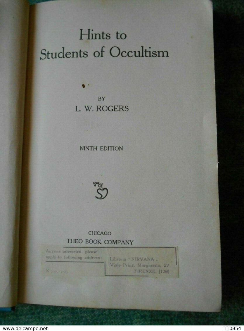 L.W.Rogers - Hints To Students Of Occultism - Chicago Theo Book Company 1911 - 1900-1949
