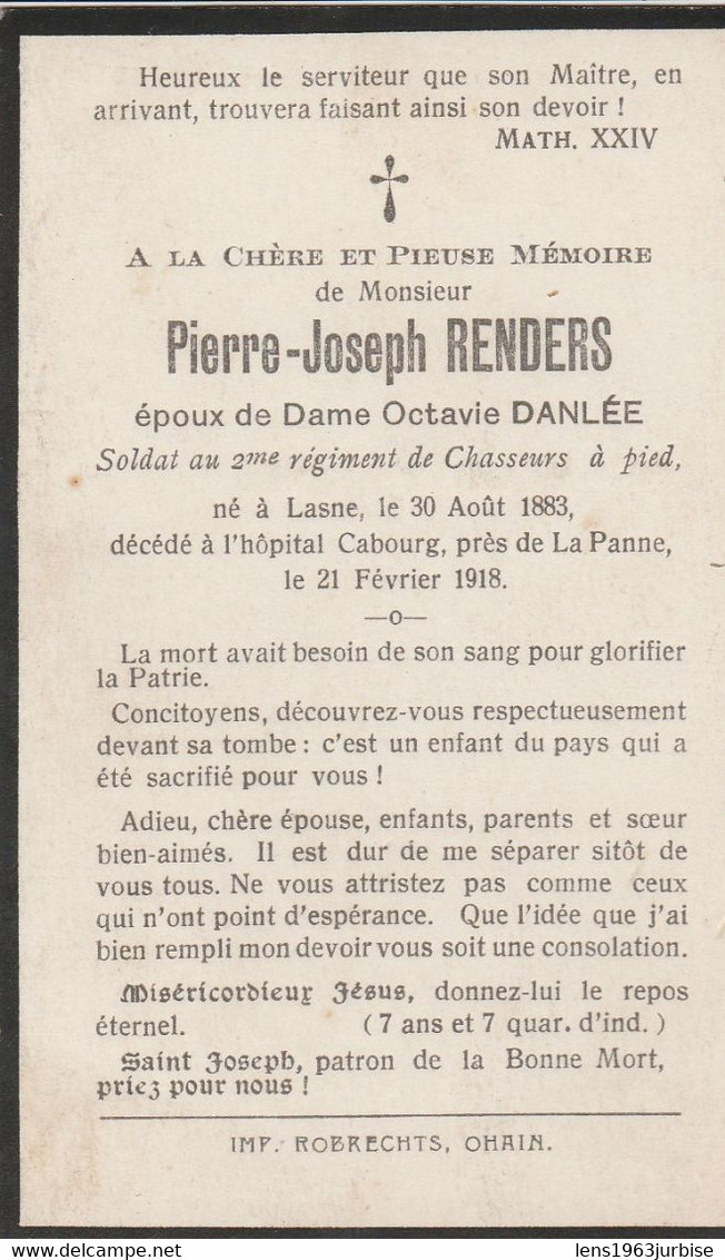 ABL, Renders Né à Lasne 1883 , Décédé à Cabourg Près De La Panne En 1918 - Obituary Notices