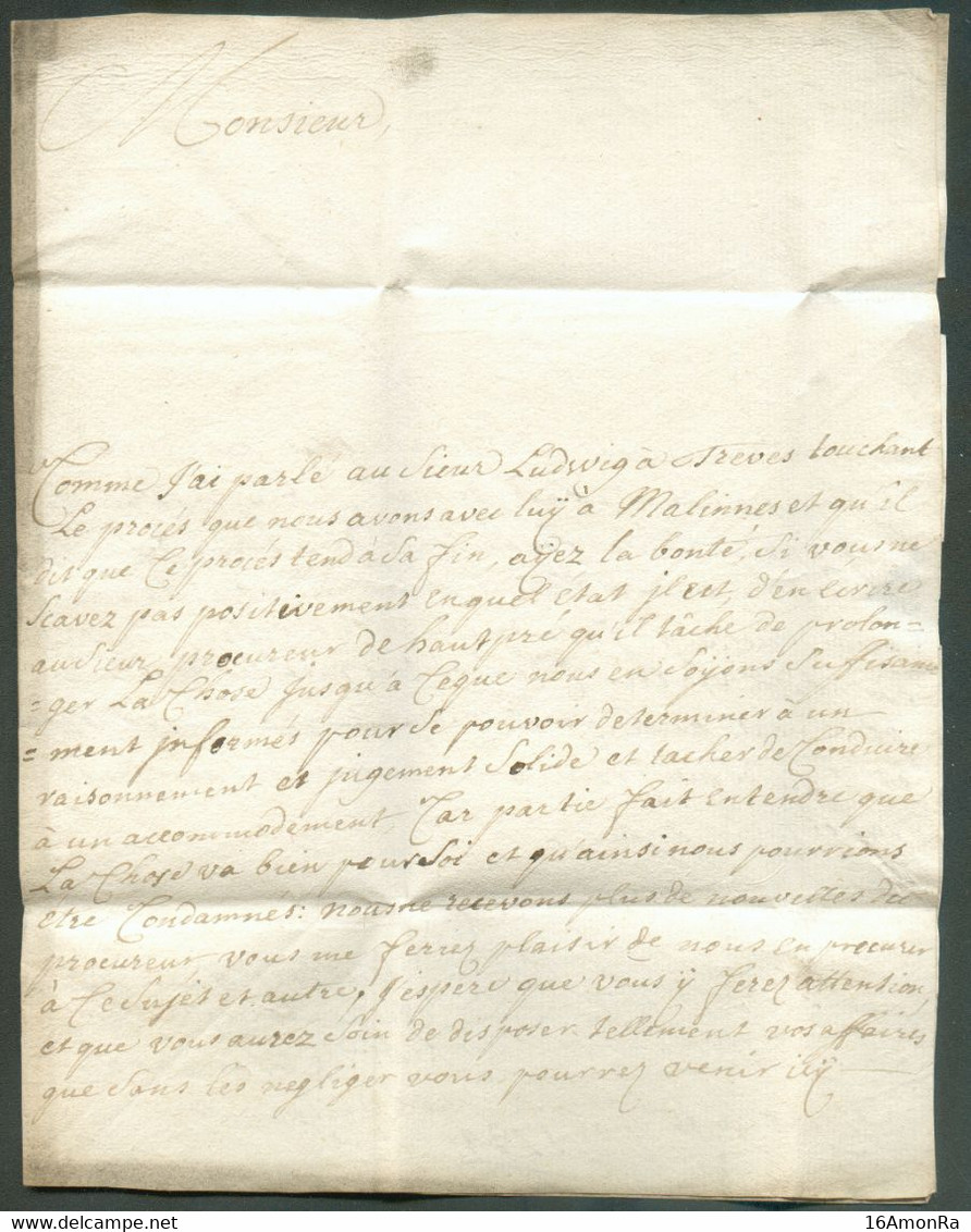 LAC De BERGH le 16 Mai 1734 Vers Adressée à Mr. De Traux, Secrétaire Des Etats Et Avocat Au Conseil Provincial De Luxemb - ...-1852 Prefilatelia