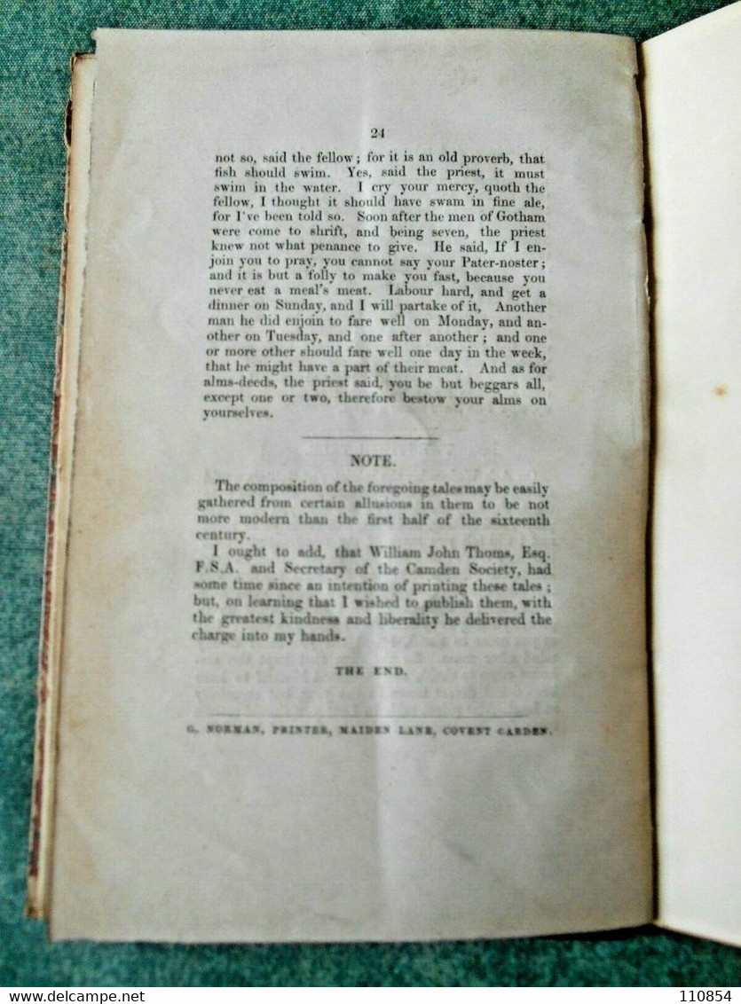 James Orchard Halliwell / The Merry Tales Of The Wise Men Of Gotham- London 1840 - 1900-1949