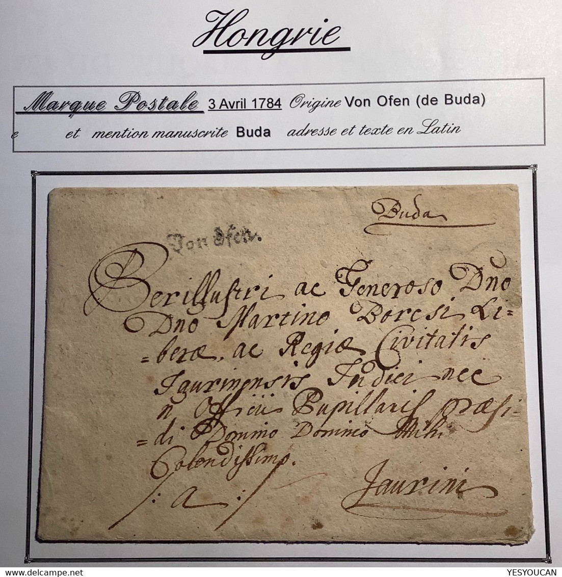 VON OFEN 1784 (Buda) RARE EARLY Pre-Stamp Cover (Österreich Ungarn Brief Vorphilatelie Hungary - ...-1867 Prefilatelia