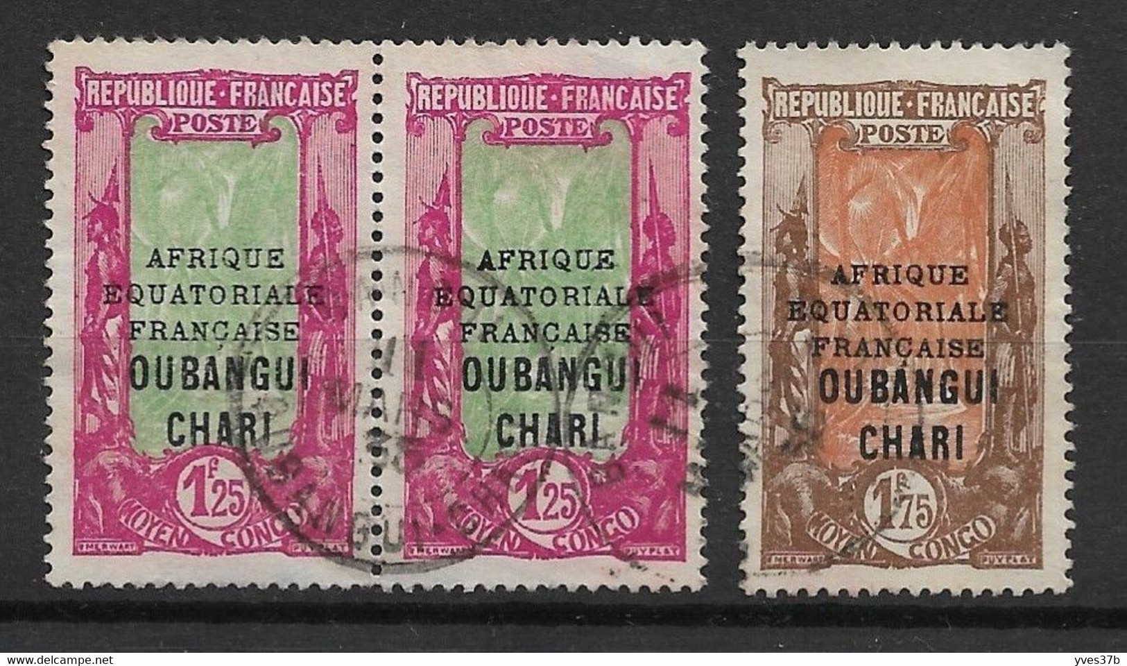 OUBANGUI-CHARI - Paire Du N°80 Et N°82 - TTB - Used Stamps