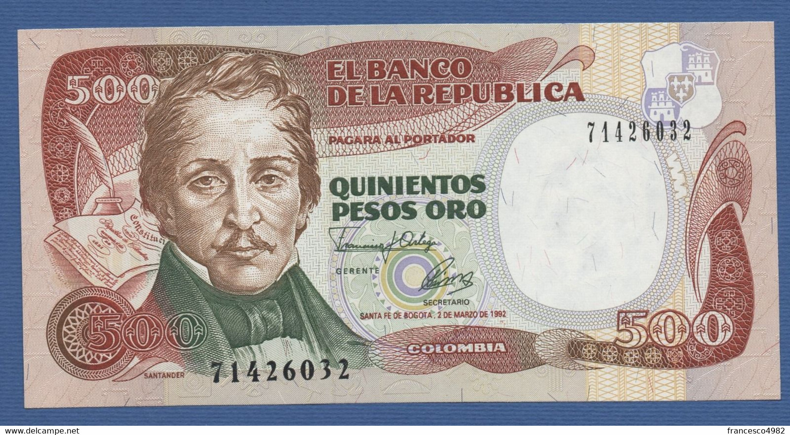 COLOMBIA - P.431A – 500 Pesos Oro 02/03/1992  - UNC - Colombia