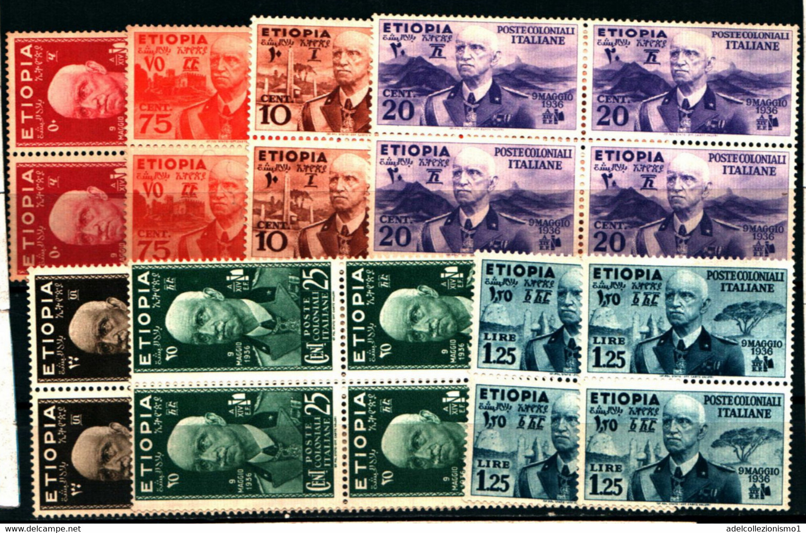 39990) ETIOPIA-Effigie Di Vittorio Emanuele III - 1936- SERIE IN QUARTINAESLUSO 1.25 L.-SENZA GOMMA - Ethiopië