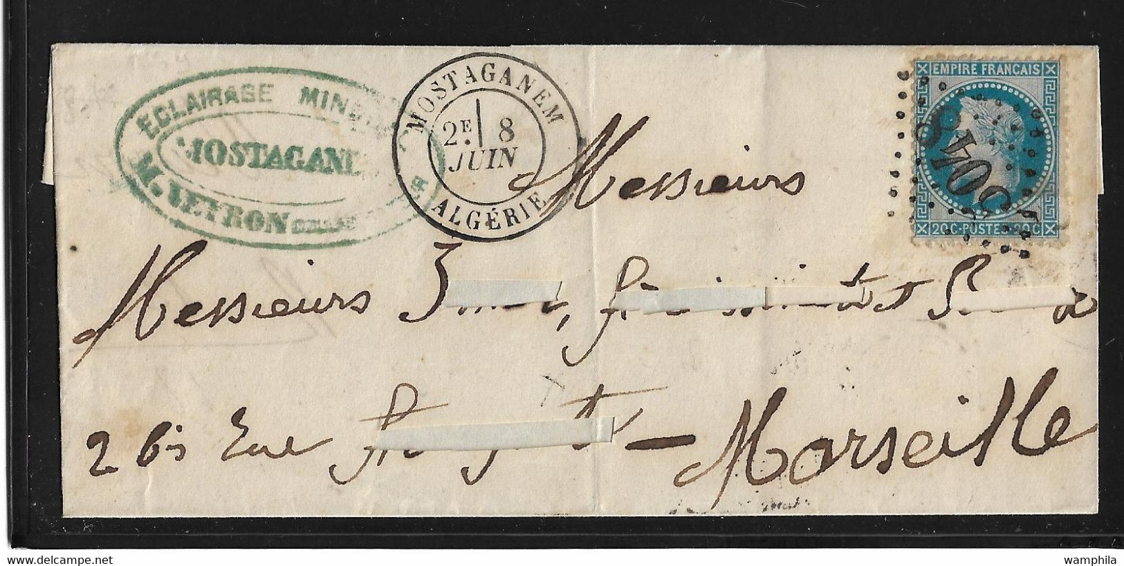 Algérie 1869 Lettre De Mostaganem GC 5048. - Otros & Sin Clasificación