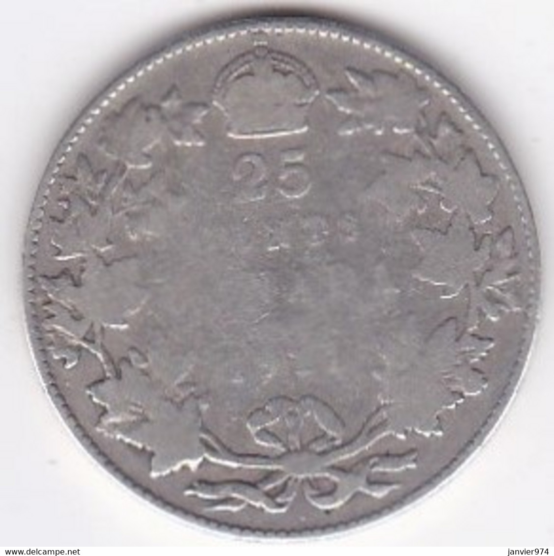 Canada 25 Cents 1911 Georges V Légende Sans DEI GRATIA, En Argent , KM# 18 - Canada
