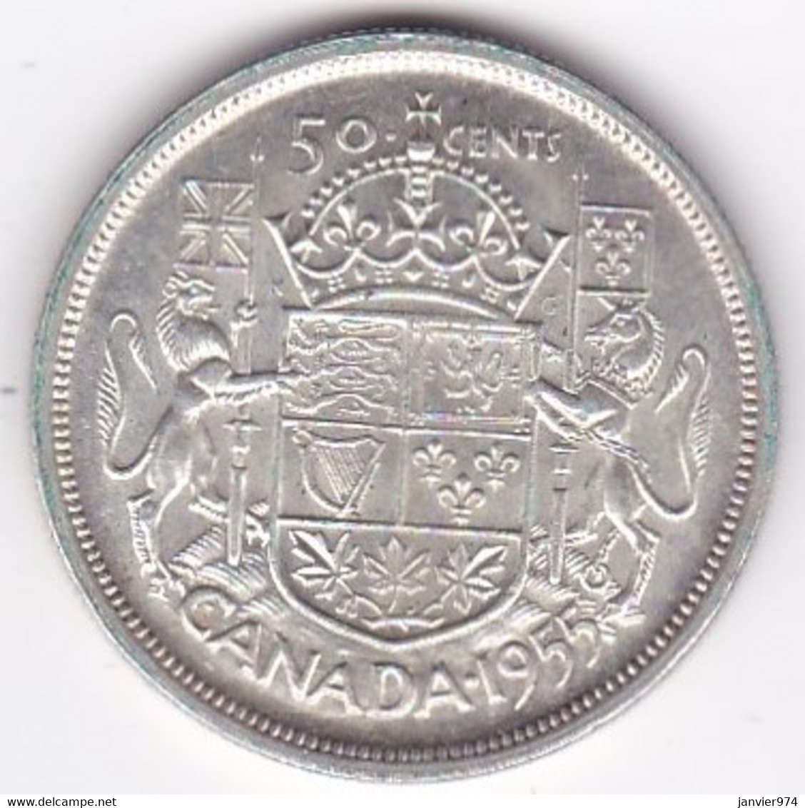 Canada 50 Cents 1955 Elizabeth II , En Argent , KM# 53 - Canada