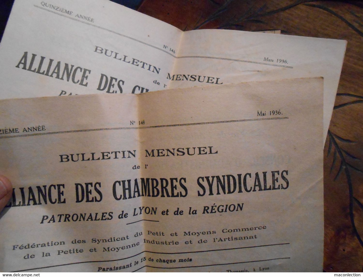 2 Journaux anciens Ancien Journal  Alliance des Chambres Syndicales de Lyon 1936