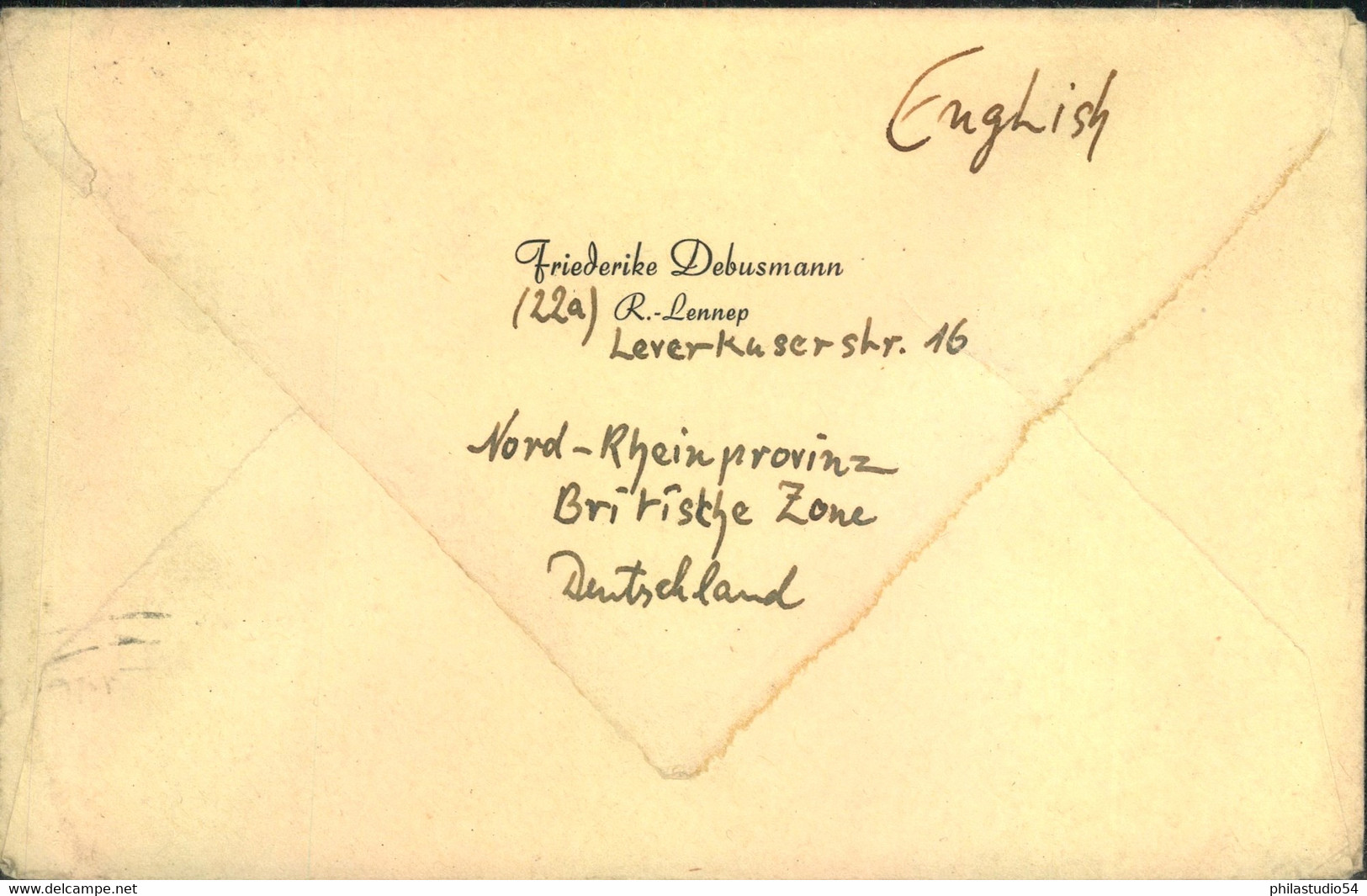 1947, 2-mal 25 Pfg. Ziffer Auf Auslandsbrief Ab REMSCHEIDLENNEP Nach Californien - Michel 927 (2) - Sonstige & Ohne Zuordnung