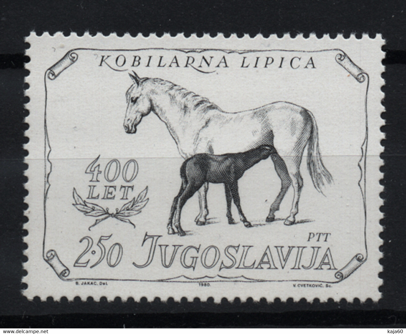 2994 Yugoslavia 1980 Lipica Stud Farm - 400th Anniversary, MNH - Otros & Sin Clasificación