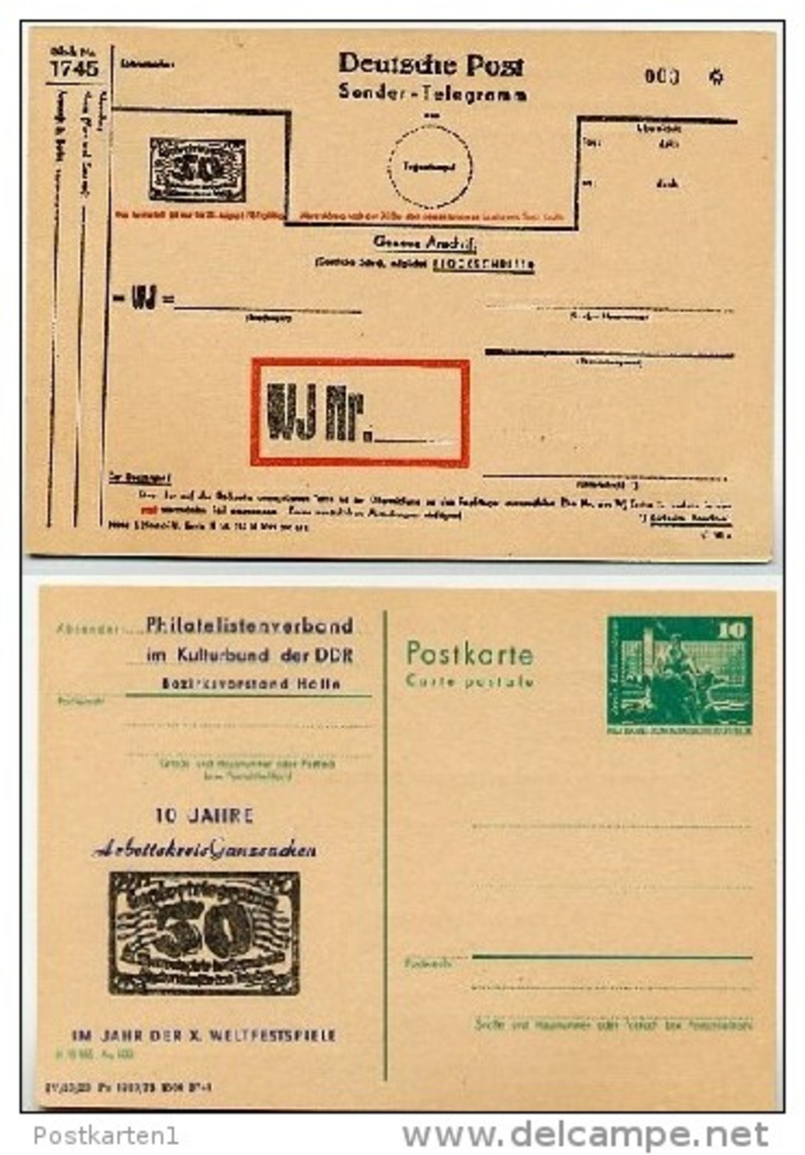 DDR P79-2-73 C2 Postkarte PRIVATER ZUDRUCK 10 J. Arbeitskreis Ganzsachen Halle 1973 - Cartoline Private - Nuovi