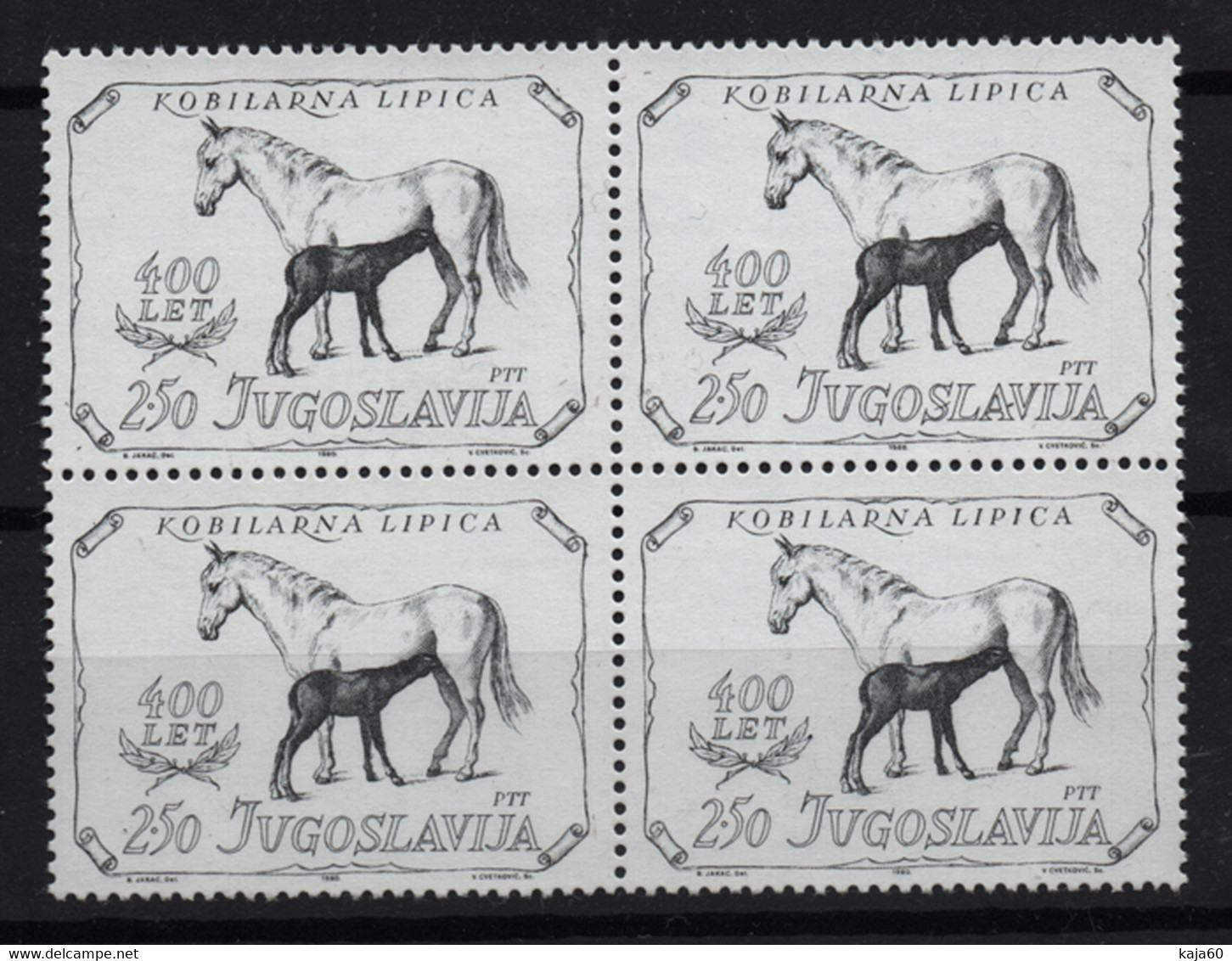 2994 Yugoslavia 1980 Lipica Stud Farm - 400th Anniversary, Block Of 4 MNH - Other & Unclassified