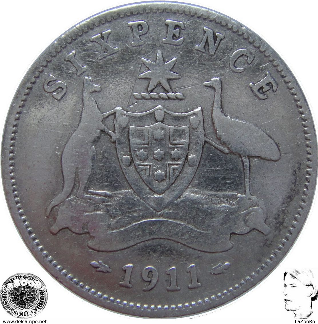 LaZooRo: Australia 6 Pence 1911 VF - Silver - Sixpence