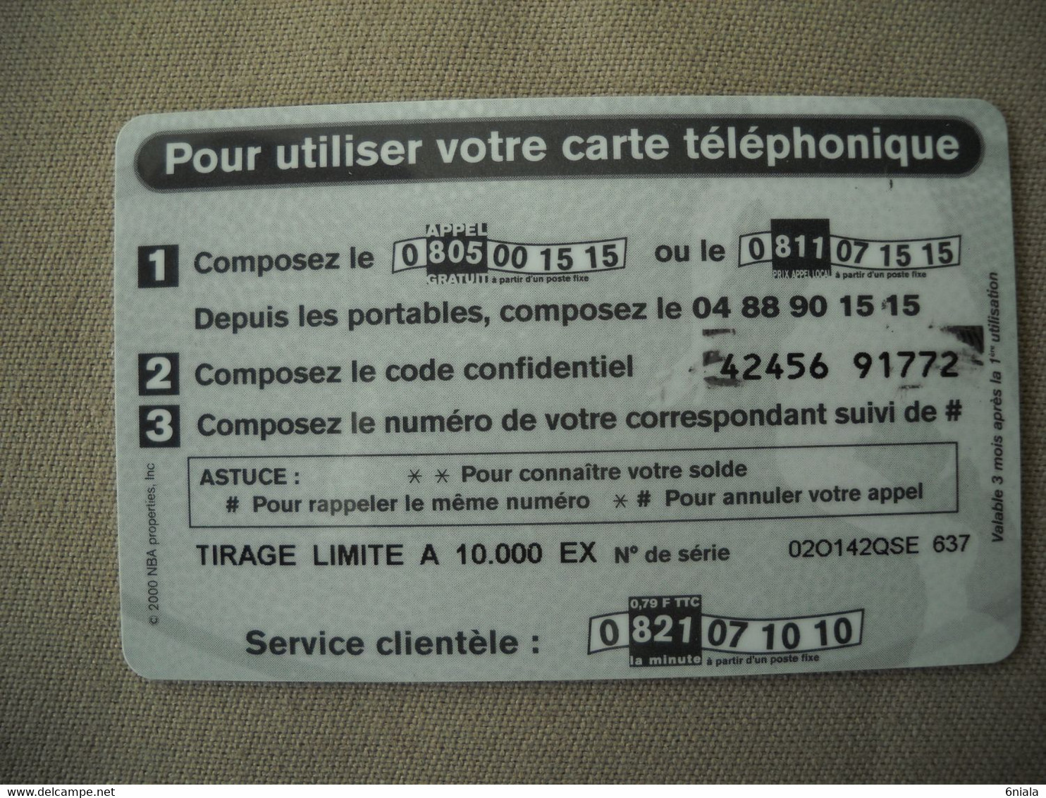 6992 Télécarte Collection BASKET BALL VINCE CARTER  NBA RAPTORS   ( Recto Verso)  Carte Téléphonique - Sport