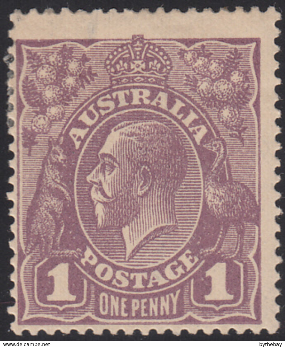 Australia 1914-24 MH Sc #22 1p George V Violet Variety Thin Spot - Neufs