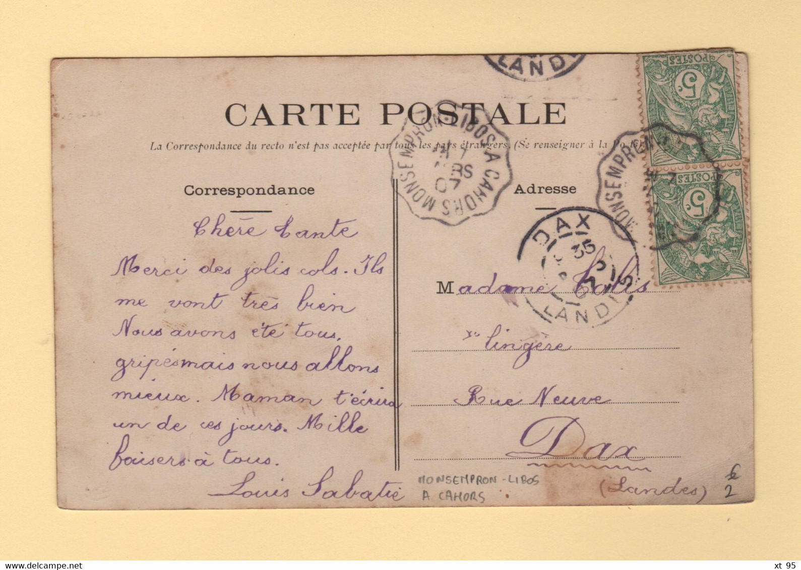Convoyeur - Monsempron Libos A Cahors - 1907 - Type Blanc - Cpa Puy L Eveque - Poste Ferroviaire