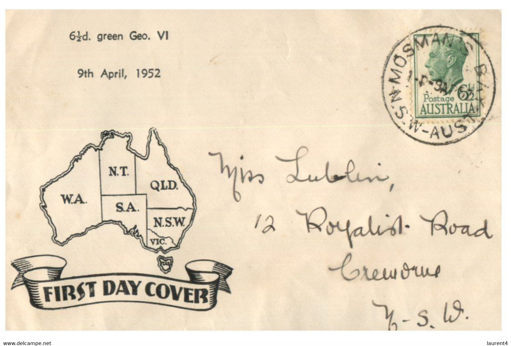 (OO 26) Australia FDC - 6 1/2d Green - George VI Stamp - Otros & Sin Clasificación