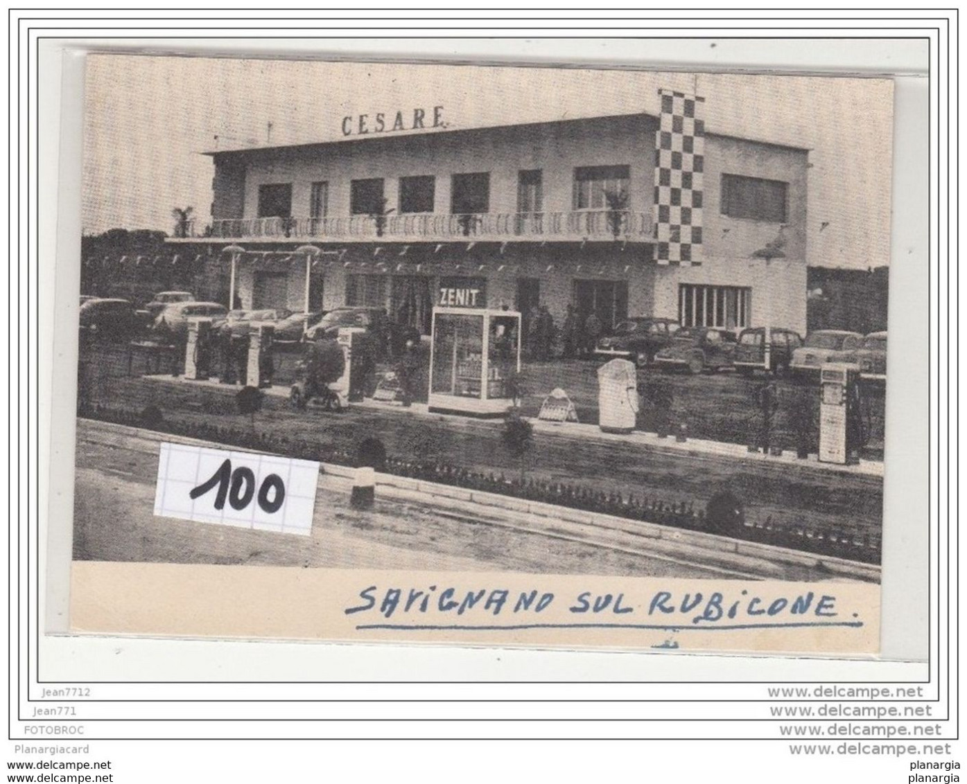 12583 ITALIE  AK/PC/CPA ESSENCE 100 C PHOTO ALBERGO CESARE SAVIGNANO SUL RUBICONE STATION POMPE A ESSENCE ZENITH TBE - Forli