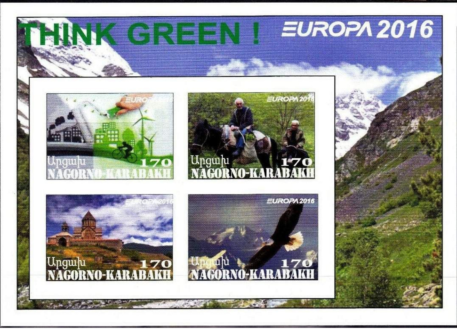 NAGORNO KARABAKH - 2016 - Europa, Think Green - Imperf 4v Souv Sheet - M N H - Private Issue - Armenia