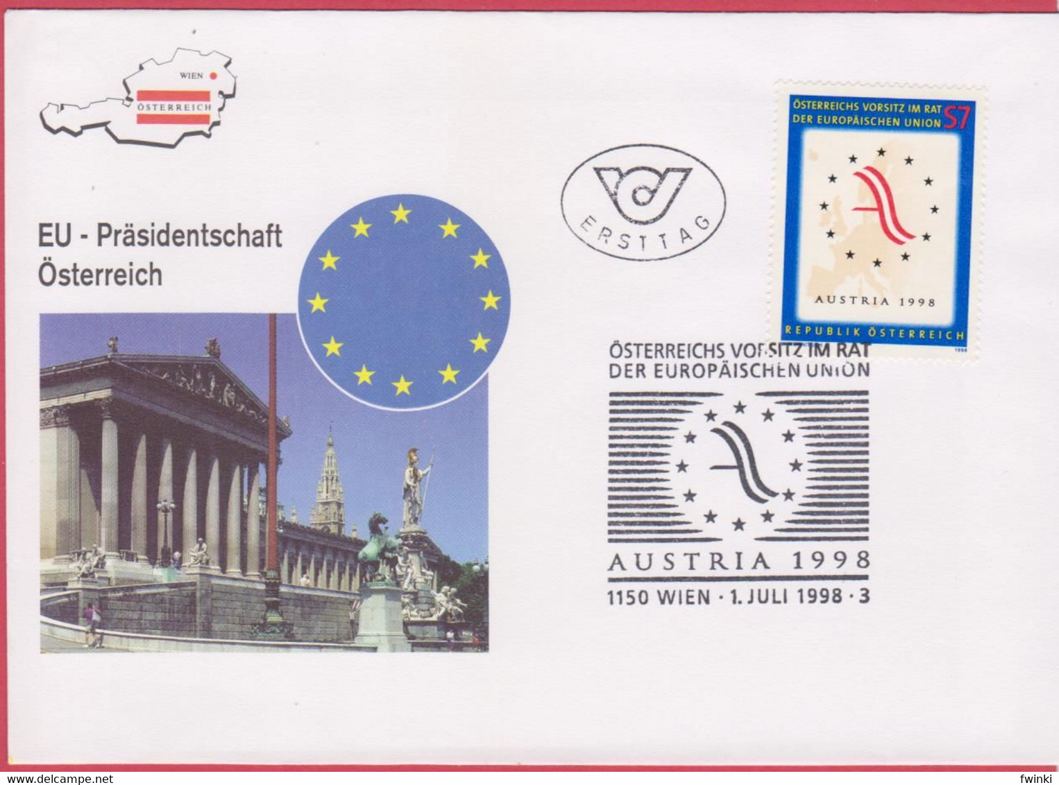 FDC 1998 - Mi 2261 (2) : Vorsitz Österreichs In Der Europäischen Union , SST 1150 Wien - FDC