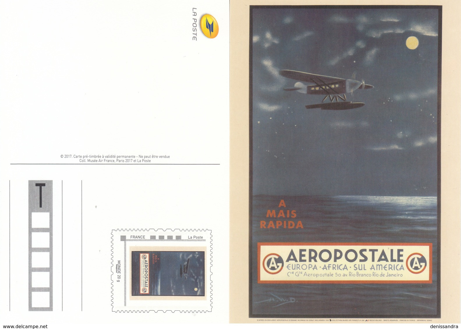 France 2017 PAP Carte Aeropostale Europe - Afrique - Amérique Du Sud Neuf ** - Prêts-à-poster:  Autres (1995-...)