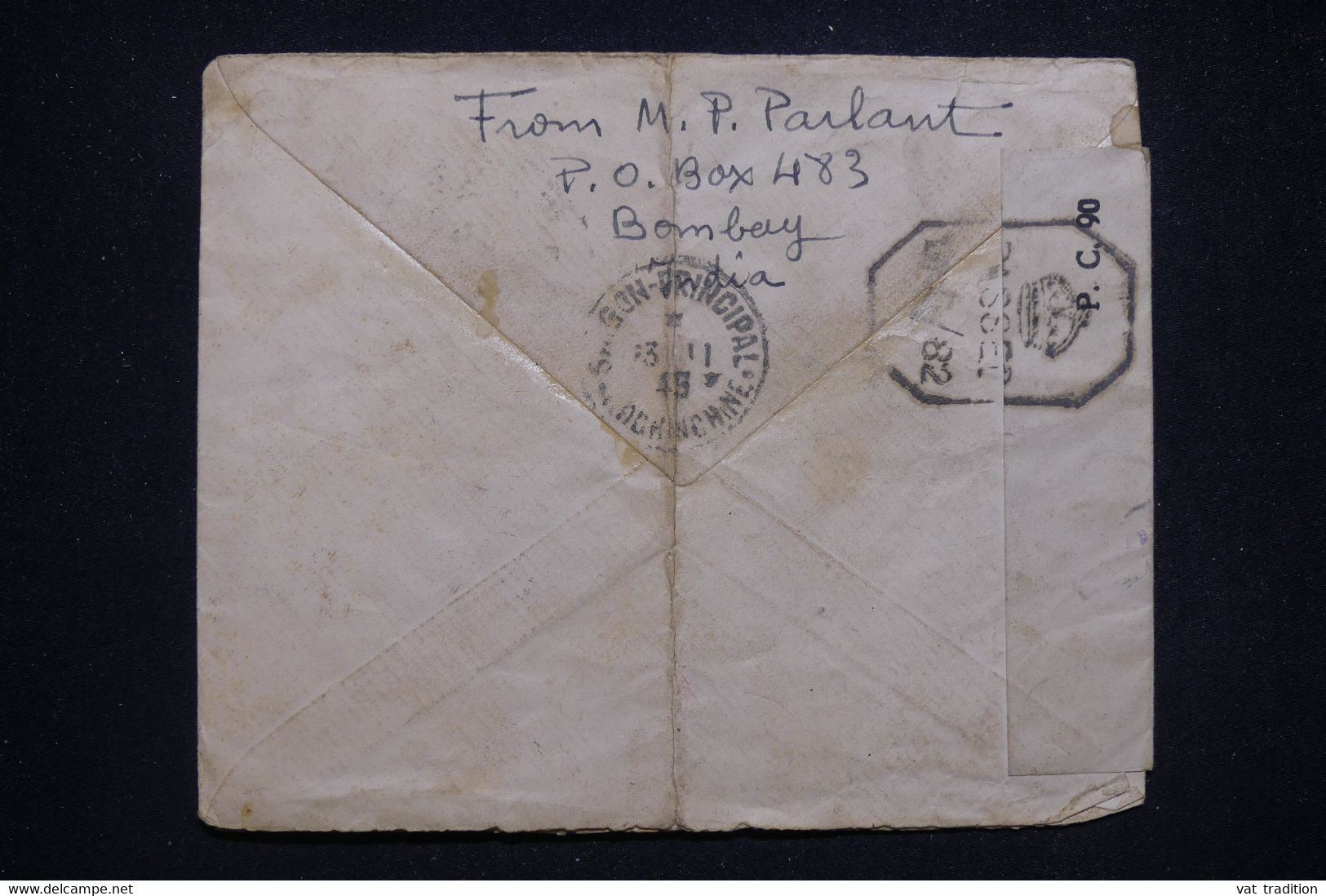 INDE - Enveloppe De Bombay Pour Saigon En 1945 Avec Contrôle Postal - L 96901 - 1936-47 Koning George VI