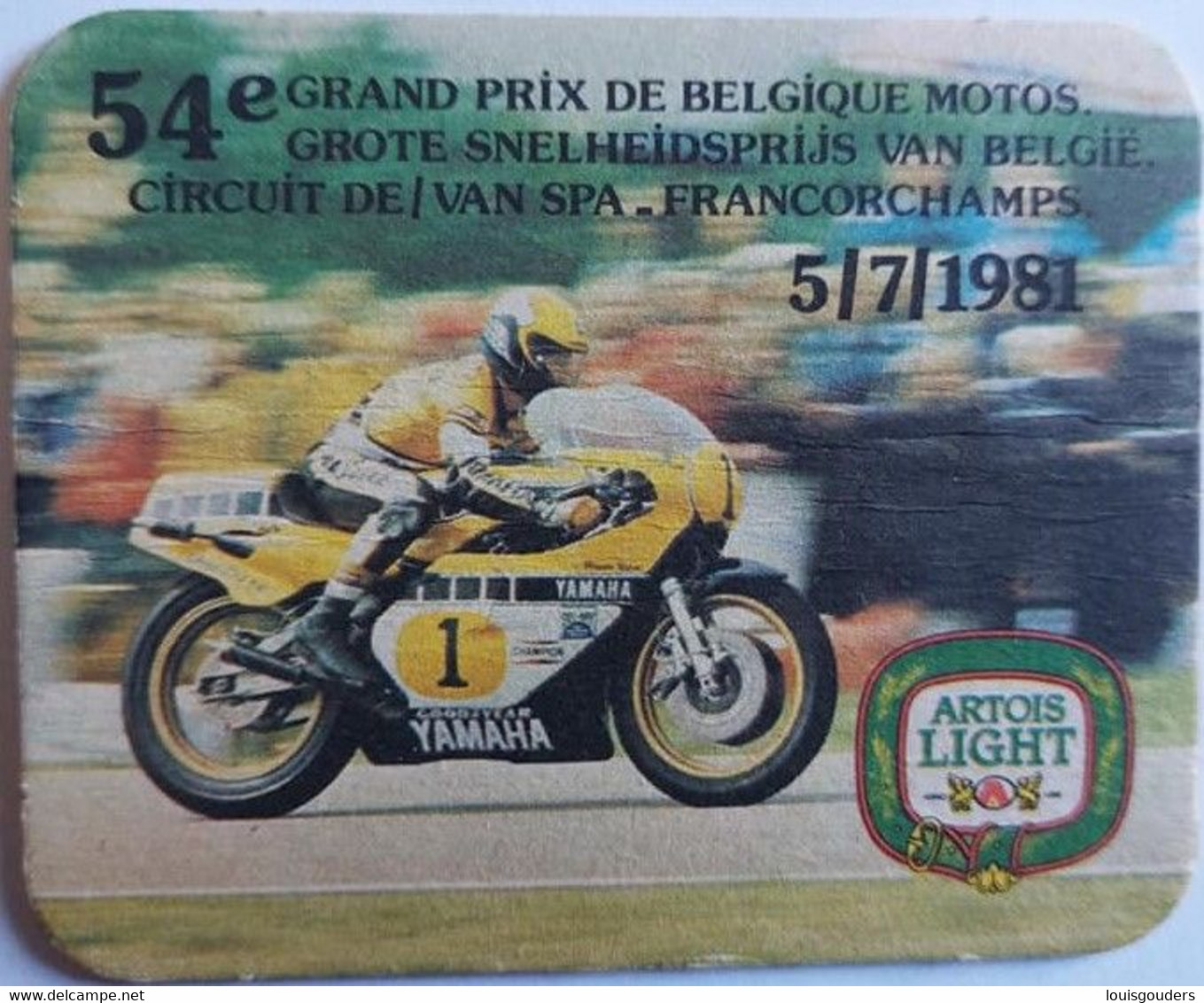 Sous Bock ,coaster , Stella Artois Light  Moto GP Francorchamps 1981 - Sotto-boccale