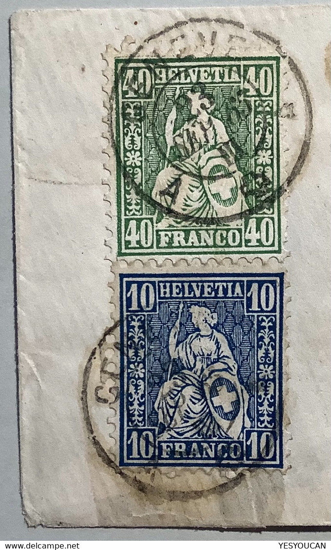 GENEVE 1865 Brief>MAINZ THURN UND TAXIS, ZNr 34,31 1862 Sitzende Helvetia 40 + 10 Rp. Ex Provera (Schweiz Lettre Cover - Storia Postale