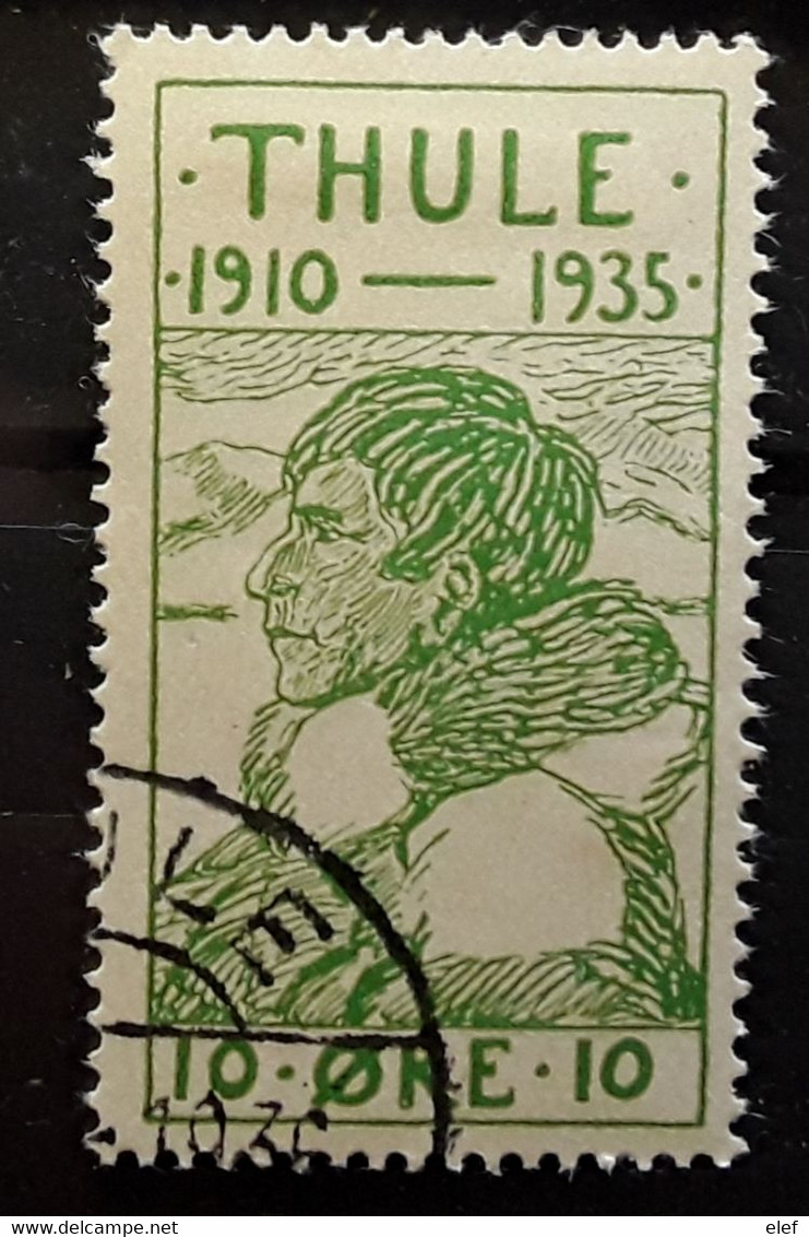 THULE Gronland Groenland Greenland ,1935,Yvert No 1  Knud Rasmussen ,10 O Vert Obl TTB - Thule