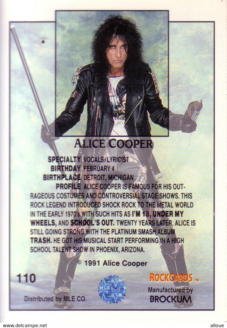 ALICE COOPER - 3 TRADING CARDS EN BON ETAT - Autres & Non Classés