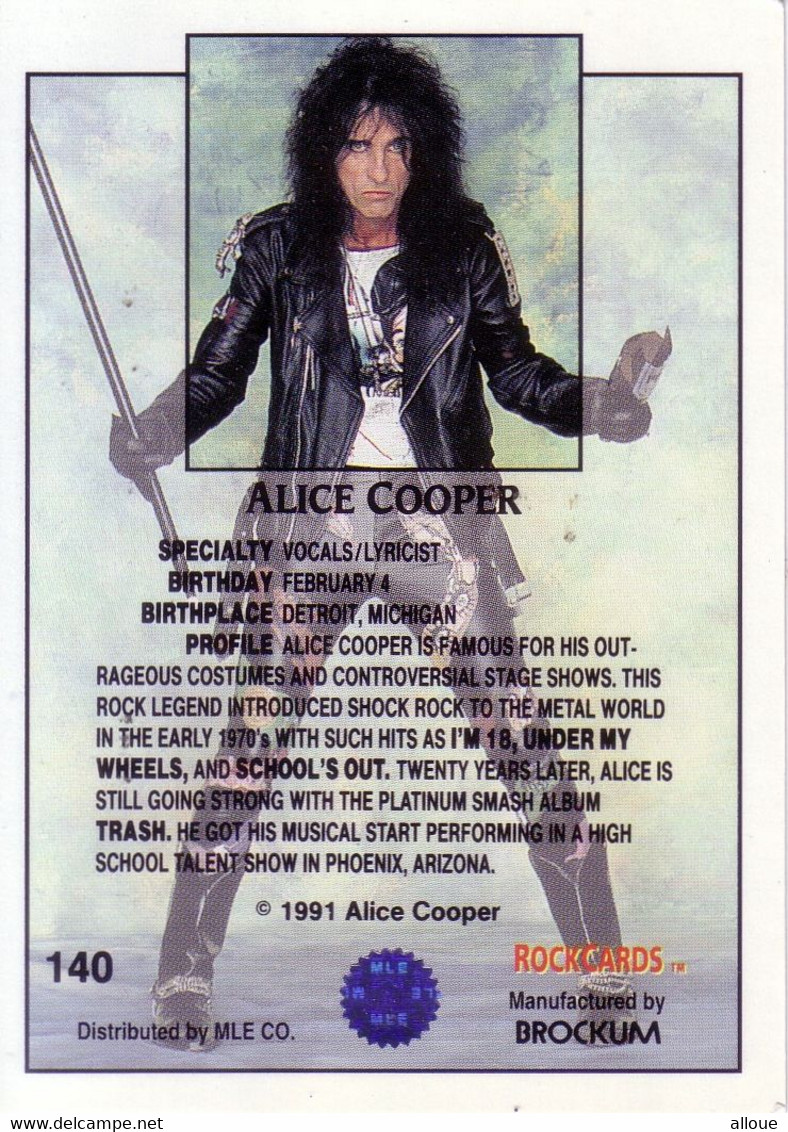 ALICE COOPER - 3 TRADING CARDS EN BON ETAT - Other & Unclassified